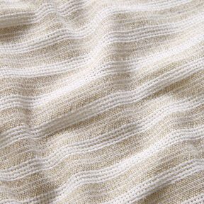Baumwollstoff Gitterstruktur Querstreifen – beige/weiss, 