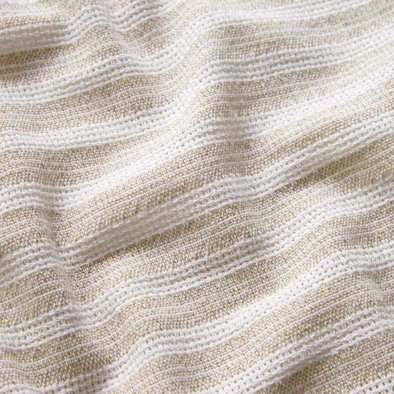 Baumwollstoff Gitterstruktur Querstreifen – beige/weiss,  image number 2
