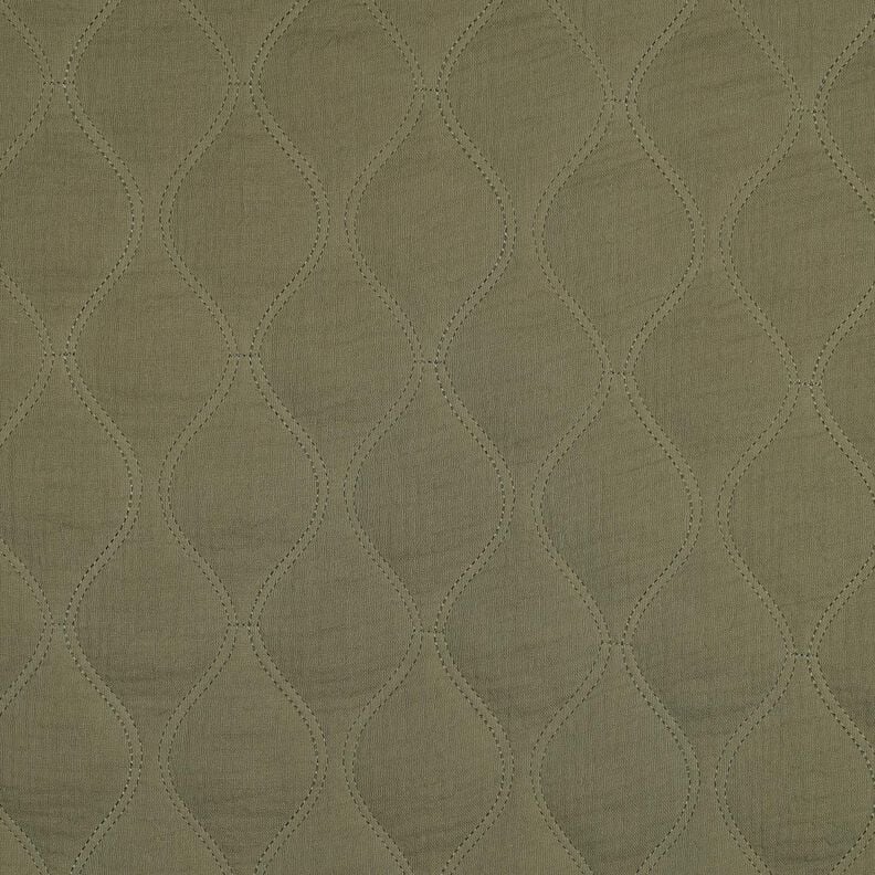 Steppstoff Musselin Wellen – hellkhaki, image number 1