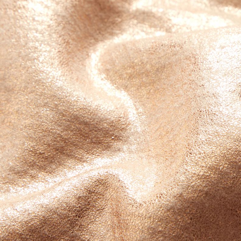 Mantelstoff mit Fellabseite und Goldschimmer – cashew/roségold metallic,  image number 2