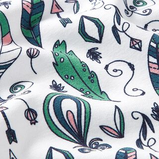 Baumwolljersey Bohemian Drawings – weiss, 