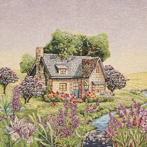 Dekopanel Gobelin romantisches Häuschen – hellbeige/lavendel, 