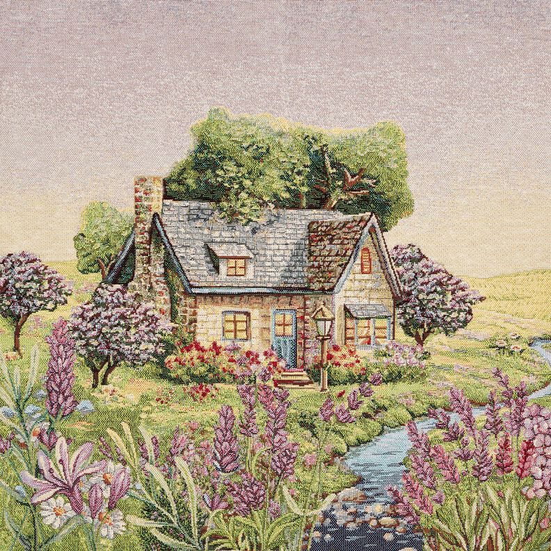 Dekopanel Gobelin romantisches Häuschen – hellbeige/lavendel,  image number 1