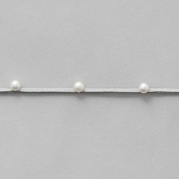 Kunstlederband mit Perlen [ 3 mm ] – grau,  image number 2