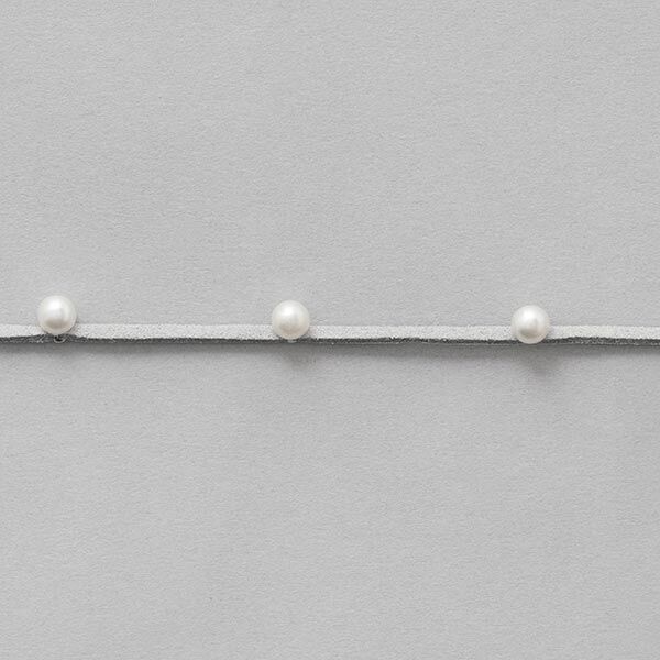 Kunstlederband mit Perlen [ 3 mm ] – grau,  image number 2