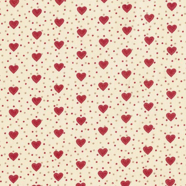 Beschichtete Baumwolle Herzen – hellbeige/rot – Muster,  image number 1