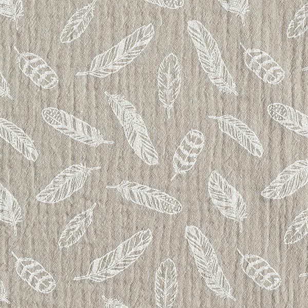 Musselin/ Doppel-Krinkel Gewebe Federn – beige/weiss