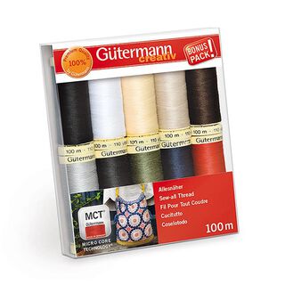 Allesnäher - Basic Nähfaden-Set | BONUS PACK! [10 Spulen je 100 m] | Gütermann creativ, 