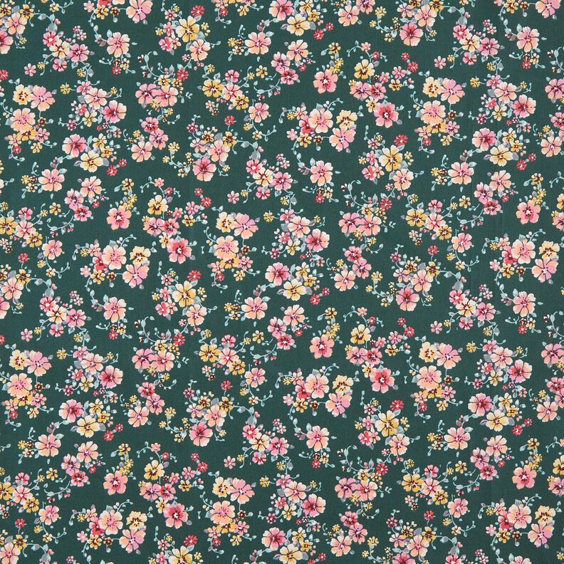 Beschichtete Baumwolle romantische Blumen – dunkelgrün,  image number 1