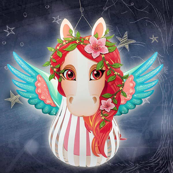 3D-Laternen-Bastelset Pegasus – wollweiss/lila, image number 3