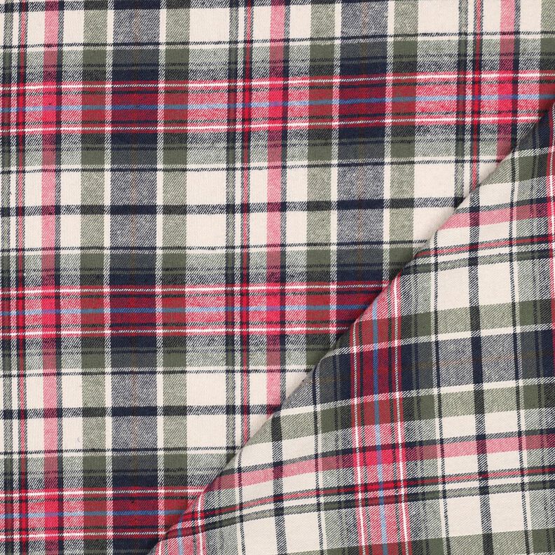 Baumwollflanell Karo | Poppy Fabrics – oliv/rot, image number 4