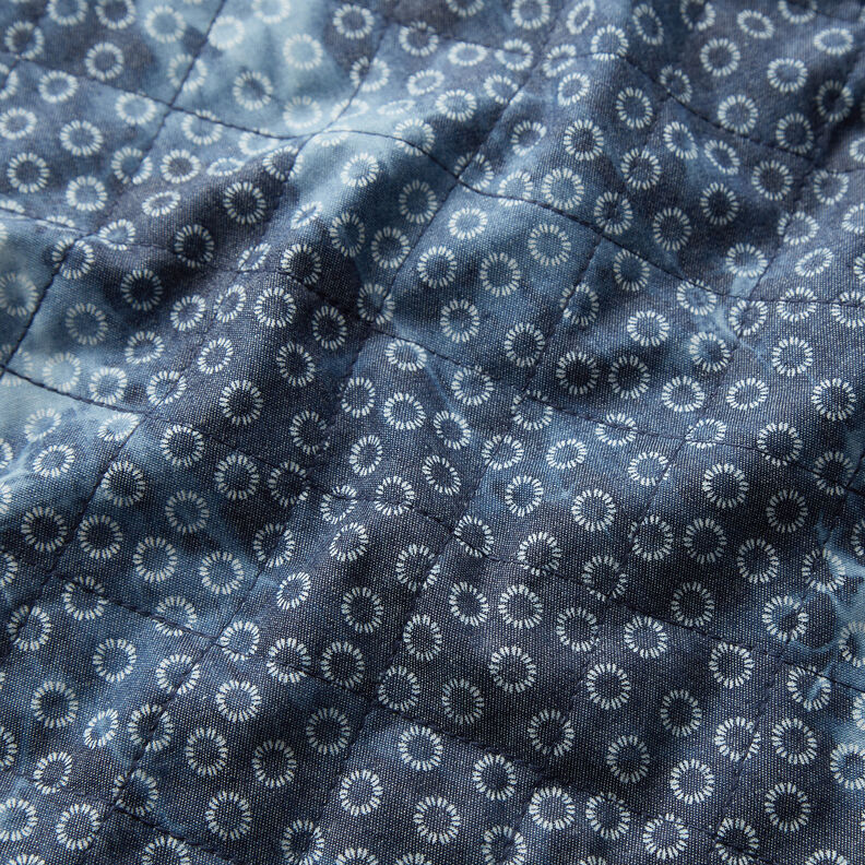 Steppstoff Chambray Blume gebatikt – jeansblau,  image number 2