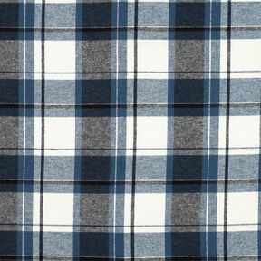 Baumwollflanell großes Karo – jeansblau/wollweiss, 