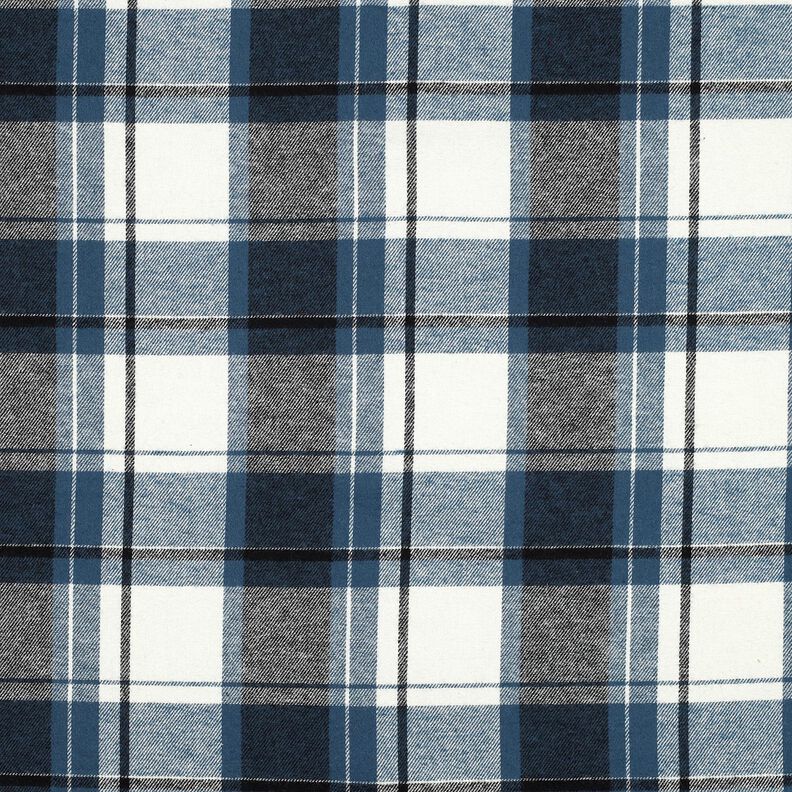 Baumwollflanell großes Karo – jeansblau/wollweiss, image number 1