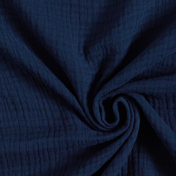 GOTS Dreilagiger Baumwoll-Musselin – nachtblau,  image number 1