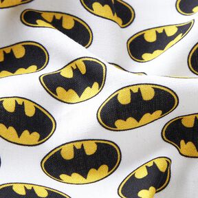 Baumwollpopeline Batman Logo Lizenzstoff | DC Comics – weiss, 