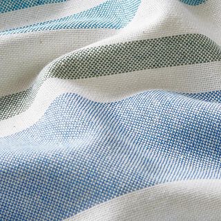 Dekostoff Halbpanama bunter Streifenmix recycelt – brilliantblau, 