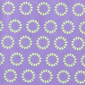 Beschichtete Baumwolle bunte Kreise – lavendel/maigrün, 