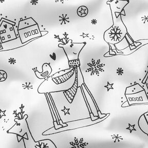 Baumwollpopeline Ausmalstoff Weihnachten – weiss/schwarz, 