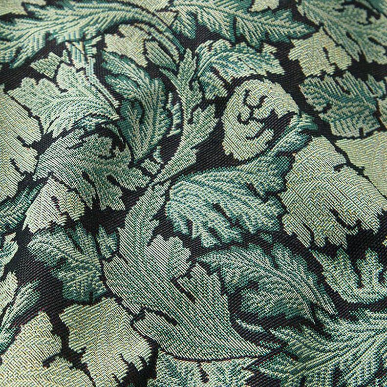 Dekostoff Gobelin barockes Blättermotiv – dunkelgrün/schilf | Reststück 70cm,  image number 2