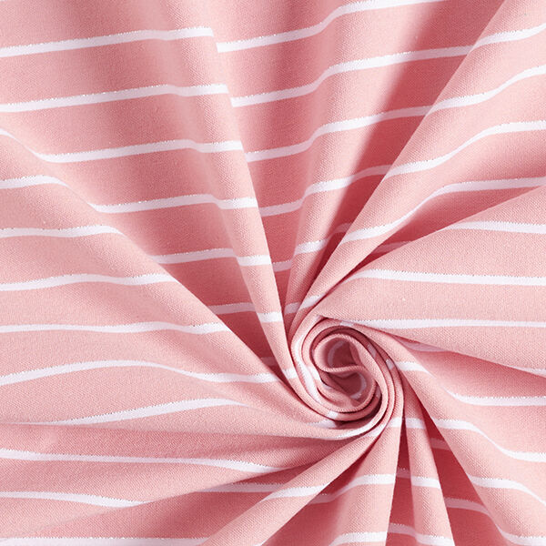 Viskose-Stretch mit Glitzerstreifen – rosa/weiss | Reststück 100cm