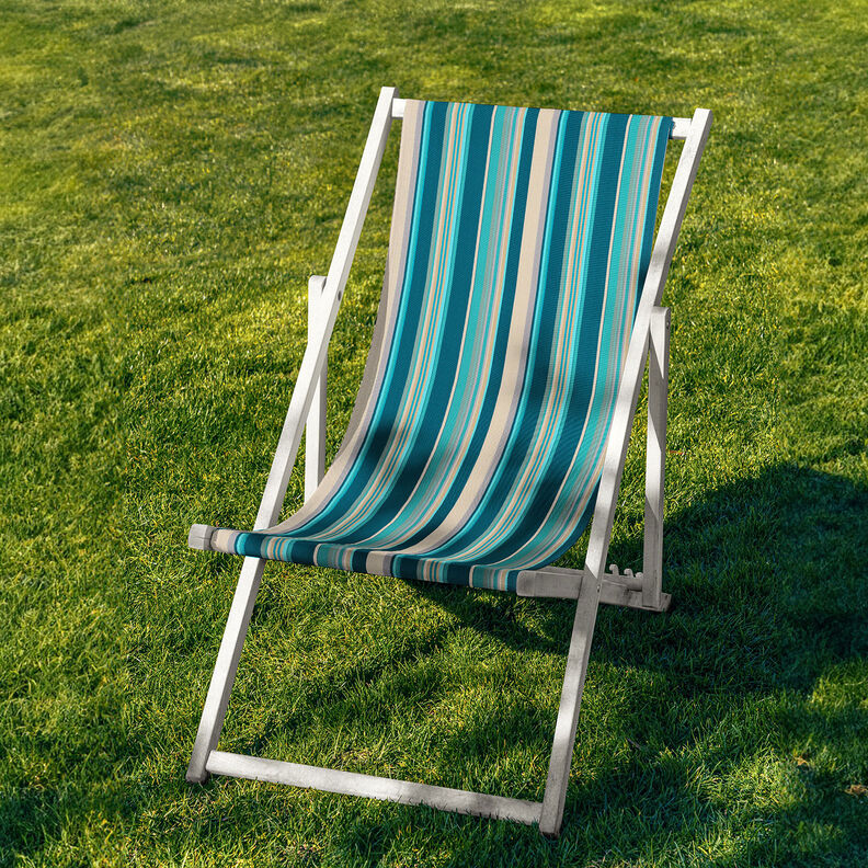 Outdoor Liegestuhlstoff Längsstreifen 44 cm – mandel/petrol,  image number 4
