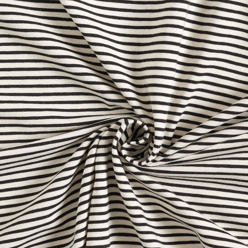 Baumwolljersey schmale Streifen – creme/schwarz,  image number 3