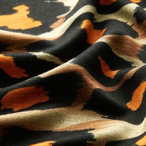 Viskosejersey große Leoflecken – braun/orange, 