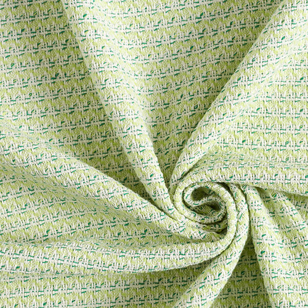 Baumwoll-Tweed Querstreifen – wollweiss/grün | Reststück 100cm