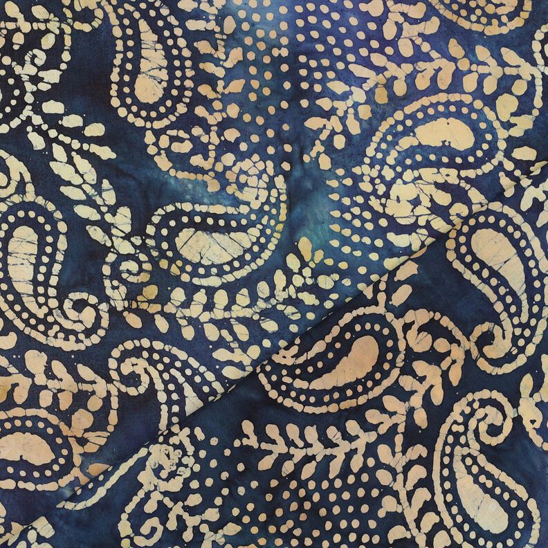 Feiner Baumwollbatist Batik Paisley – ozeanblau/sand,  image number 4