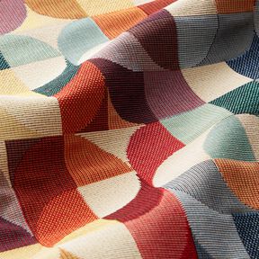 Dekostoff Gobelin Retro-Formen – hellbeige/karminrot, 