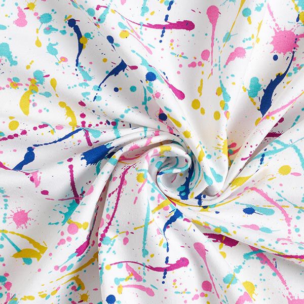 French Terry Sommersweat French Terry bunte Farbklekse – weiss