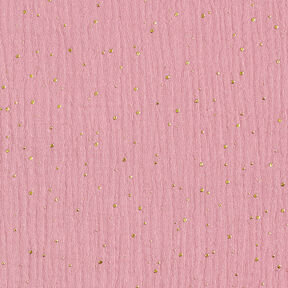 Baumwoll Musselin verstreute Goldtupfen – rosa/gold, 