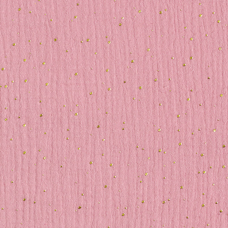Baumwoll Musselin verstreute Goldtupfen – rosa/gold,  image number 1