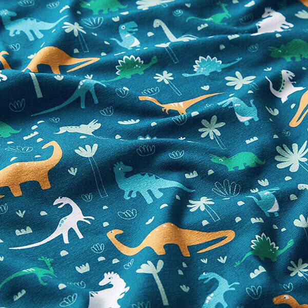 Stoffpaket Jersey Dinowelt | PETIT CITRON – petrol, image number 5