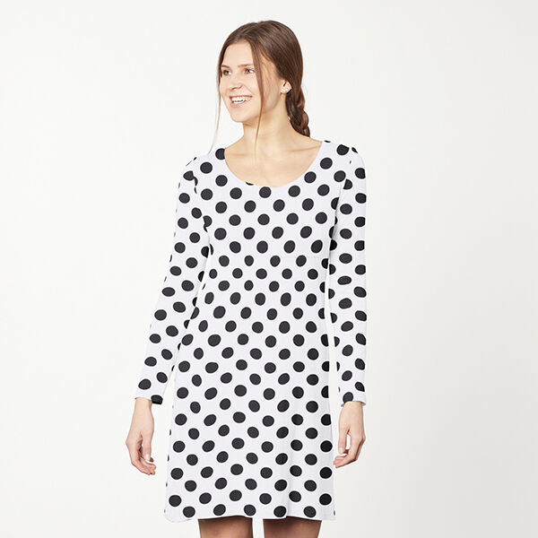 Baumwolljersey große Polkadots – weiss/schwarz | Reststück 50cm