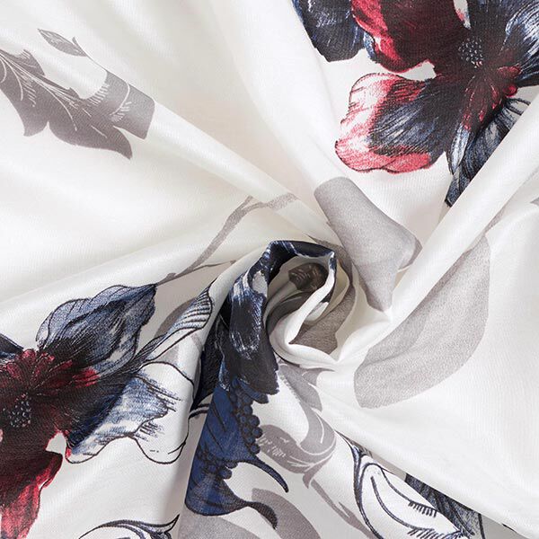 Seiden-Viskose-Satin ornamentale Blumen – weiss, image number 4