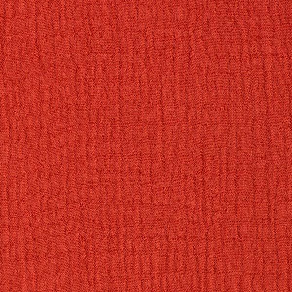 GOTS Dreilagiger Baumwoll-Musselin – terracotta | Reststück 50cm