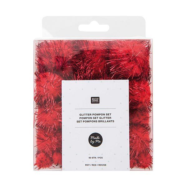 Glitter Pompon Set [60 Stk.] - rot,  image number 1