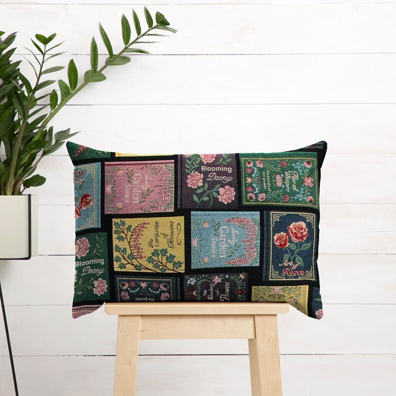 Dekostoff Gobelin Buchdeckel – schwarz/merlot,  image number 5