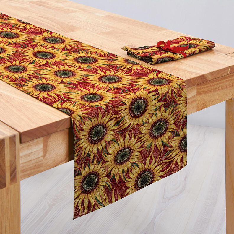 Dekostoff Gobelin Sonnenblumen – karminrot/sonnengelb,  image number 6