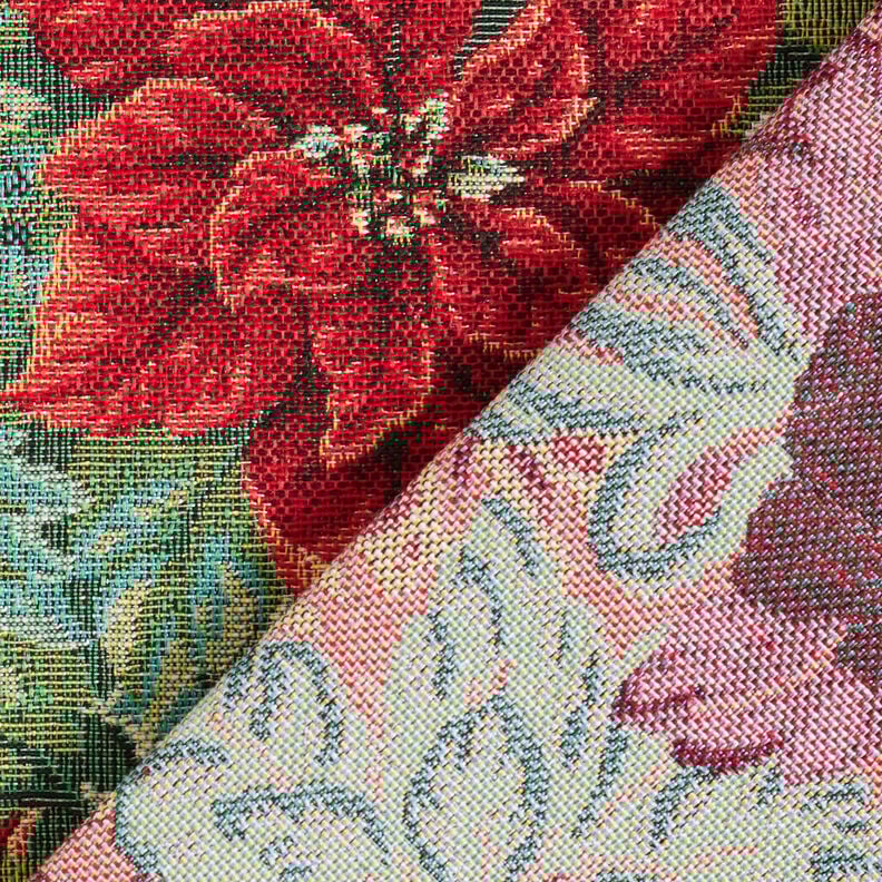 Dekostoff Gobelin Weihnachtssterne zweifarbig – hellbeige/rot, image number 4