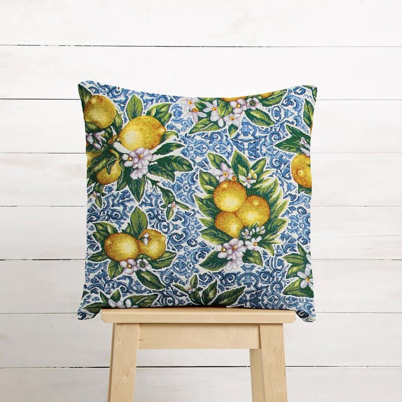 Dekostoff Gobelin Zitronenblüte – blau/grün,  image number 6