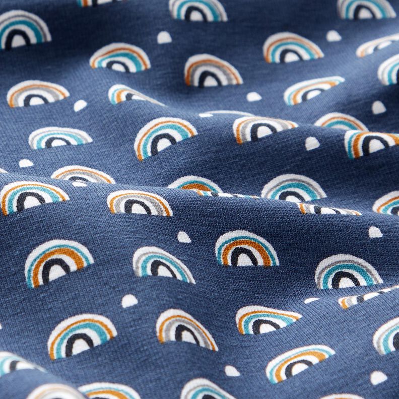 Baumwolljersey kleine Regenbögen – indigo,  image number 2