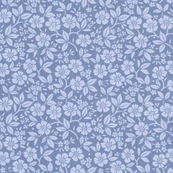 Baumwollpopeline Bi-Color-Blumen – jeansblau/hellblau, image number 1