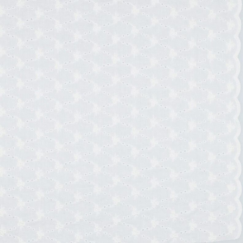 Baumwollstoff Lochstickerei Blümchenrauten | Poppy Fabrics – weiss,  image number 1