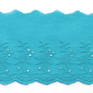 Feston Spitzenband Blumen [ 9 cm ] – türkisblau, 