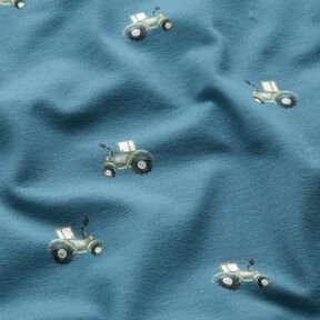 GOTS Baumwolljersey Trecker Digitaldruck – jeansblau, 