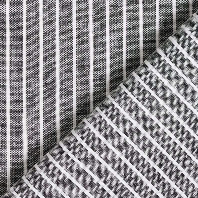 Leinen-Baumwoll-Mix breite Streifen – schwarz/weiss, image number 4