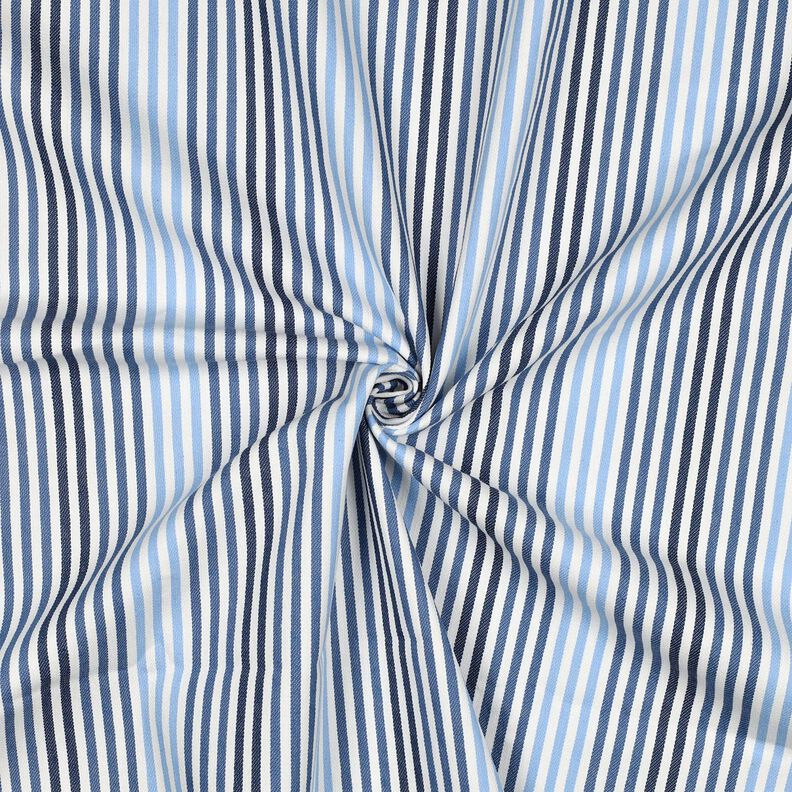 Denim Baumwoll-Mix Streifen | Poppy Fabrics – jeansblau/wollweiss,  image number 3